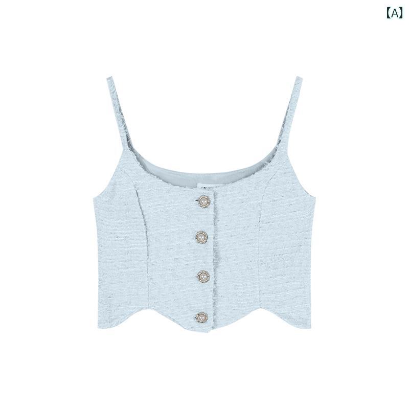 Camisoles - レディース キャミソール インナー 夏 薄手 ショート丈 スリムフィット セクシー 魅惑 ガーリー レディース