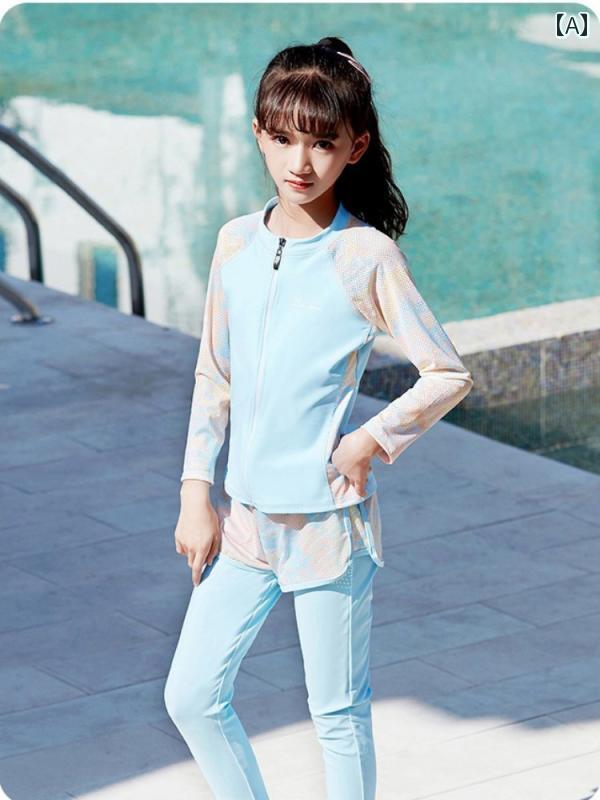 子供 女の子 レディース 水着 スイムウェア ビーチウェア 長袖 プール 海水浴 ビーチスポーツ 日焼け防止 速乾 夏 キッズ