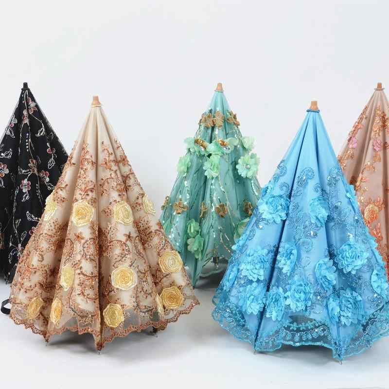 折りたたみ傘 レディース 晴雨兼 軽量 小型 夏 豪華 日傘 日焼け防止 UV レース 刺繍 お姫様 傘 フェミ..