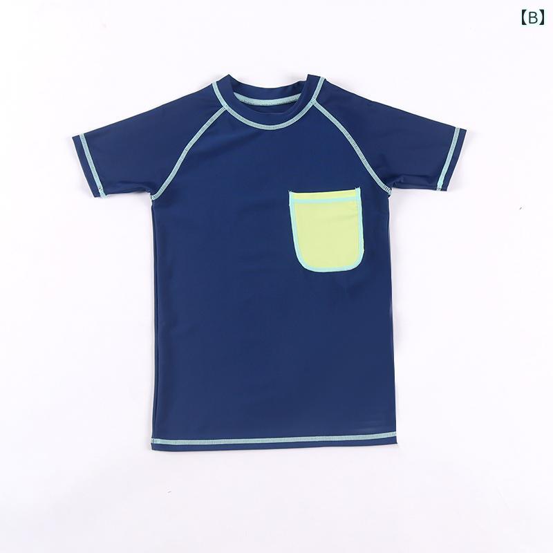 セキュアデポの子供 キッズ 男の子 女の子 水着 トップス スイムウェア 半袖 水泳 サーフィン ラウンドネック 日焼け防止｜アングル3