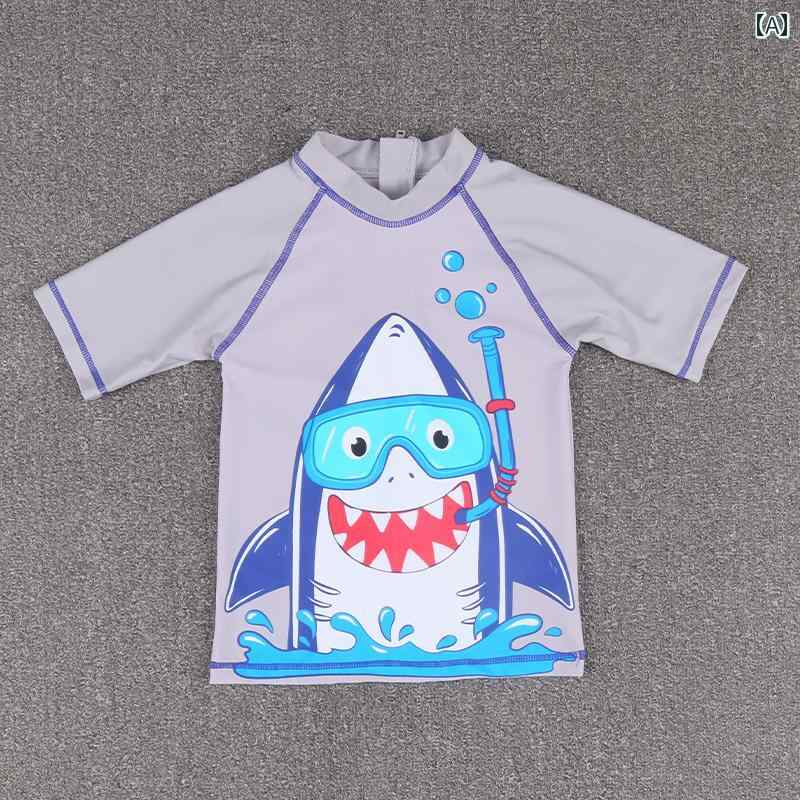 ラッシュガード 夏 ジッパー 水泳 サーフィン トップス 屋外 日焼け防止 キッズ スイミング 半袖 男の..