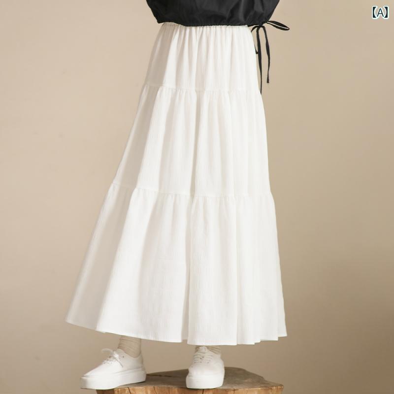 女の子 ロング スカート 春夏 快適 Aラインスカート ビッグ 子供 フレア ブラック ホワイト