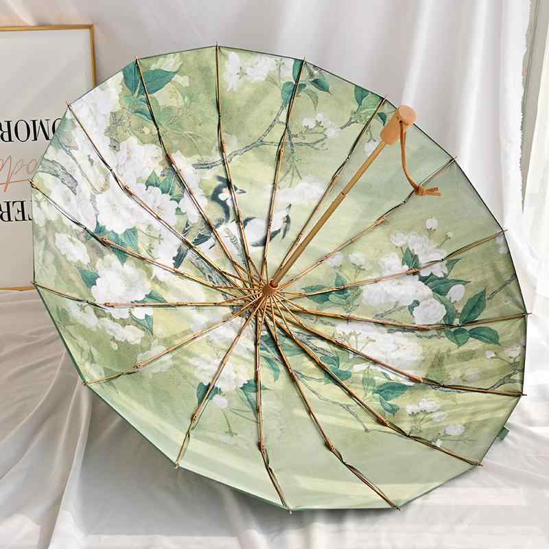 レディース 晴雨兼 チャイナ風 折りたたみ傘 椿 レトロ 傘 16本骨 三つ折り収納傘 手動 日傘 日焼け防止 UVカット UPF50+ レディース 日よけ傘