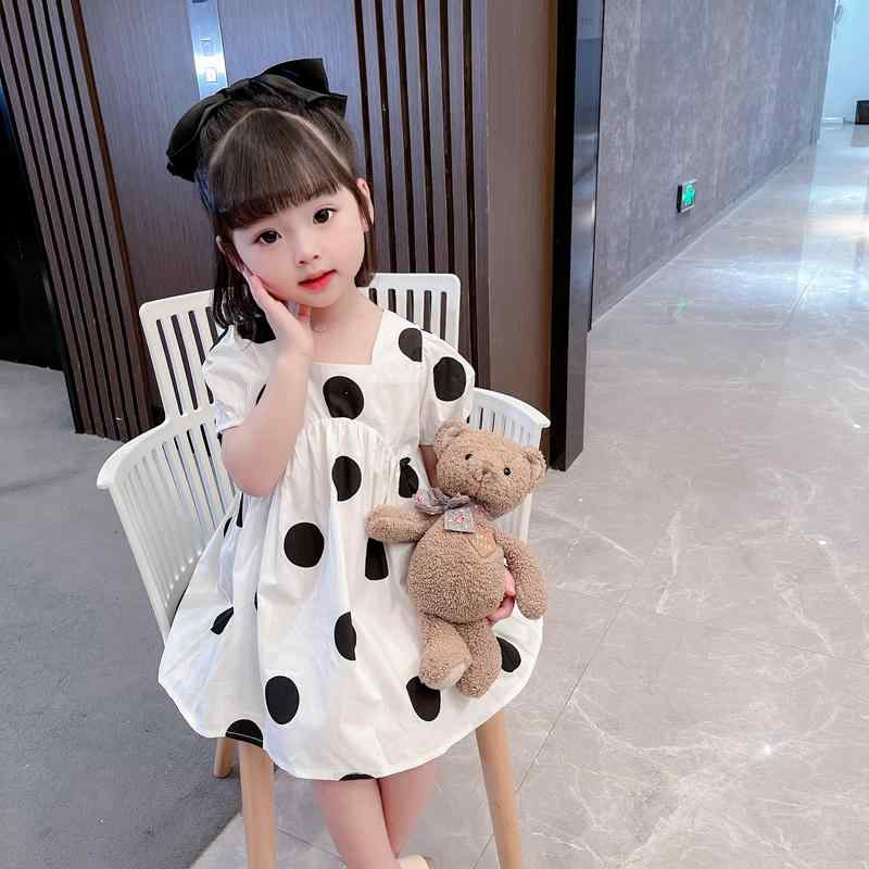 女の子 ワンピース かわいい ドレス 綿 コットン 女児 ガール キッズ 子供 春夏 スプリング 夏 ドット ファッション
