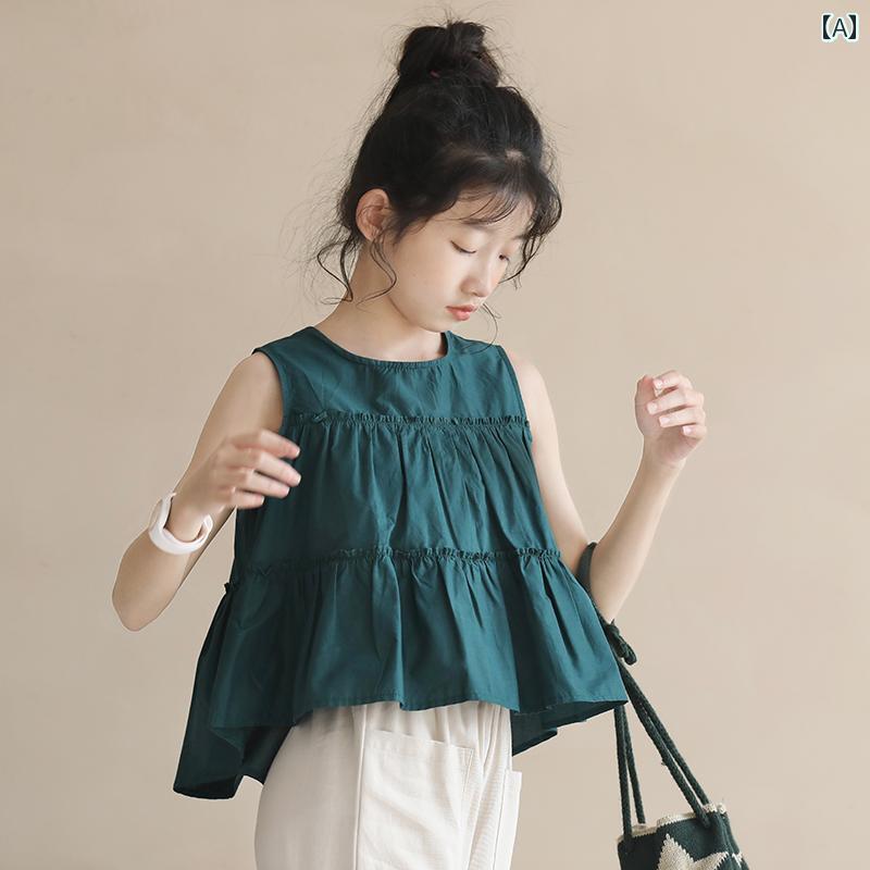 子供服 女の子 夏 韓国 シャツ 子供 大きめ ノースリーブ トップス ベビー ドールシャツ チェック グリ..