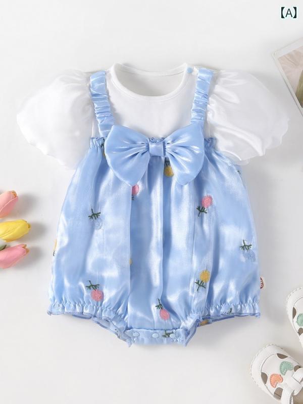 ロンパース 女の子 赤ちゃん 夏 薄手 ボディスーツ 生後100日 新生児 スタイリッシュ プリンセス ジャンプスーツ ベビー