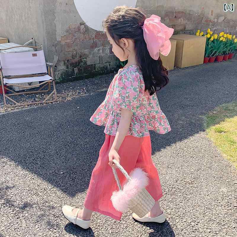 子供服 女の子 ブラウス パンツ セットアップ チャイナ風 夏 ラブリー キュート かわいい 通学 アウトドア 夏スーツ キッズ