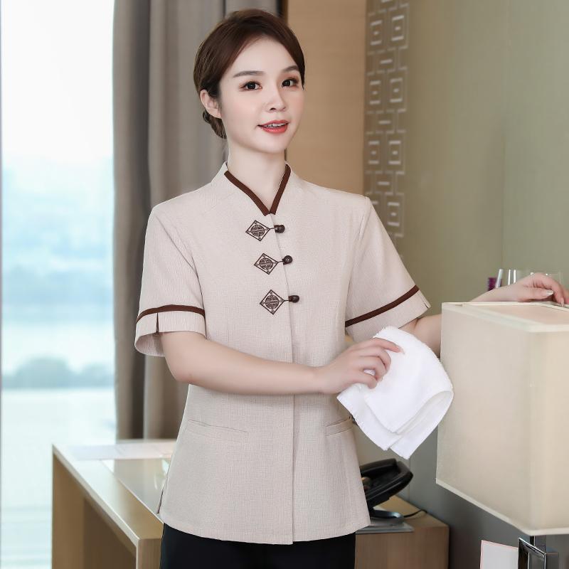 清掃員 制服 掃除 作業着 ユニフォーム 清潔感 爽やか レディース メンズ ハウスキーパー 中華風 クリーニング 施設 ホテル ハウスキーピング 夏 通気性