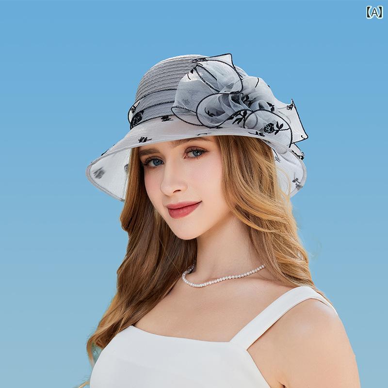 帽子 レディース レディース ファッション 春夏 エレガント つば広 日焼け防止 日除け 屋外 レジャー アウトドア