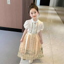 キッズ ファッション セットアップ ドレス トップス シャツ ロング スカート チャイナ風 セット カジュアル 女の子 スーツ 半袖 夏 子供