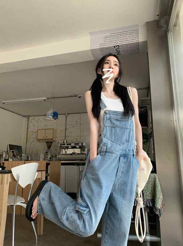 デニム オーバーオール サロペット アメリカン モダン レトロ デニム サスペンダー レディース 夏 スリミング ストレート ワイドレッグ パンツ