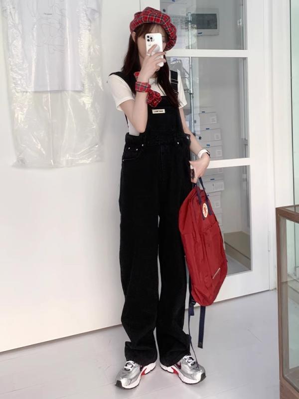 デニム オーバーオール サロペット アメリカン レトロ レディース 夏 若見え スリム シンプル ワイドレッグ ジャンプスーツ 若見え おしゃれ かわいい