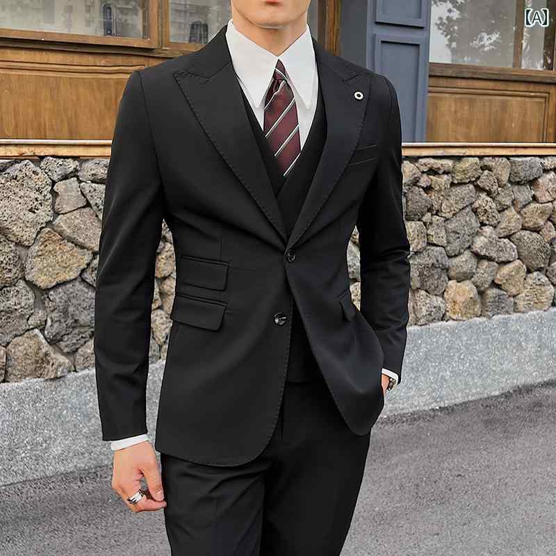 紳士服 ビジネス カジュアル メンズ スリム ウェディングドレス 新郎 シングルブレスト メンズ 春夏秋 ..