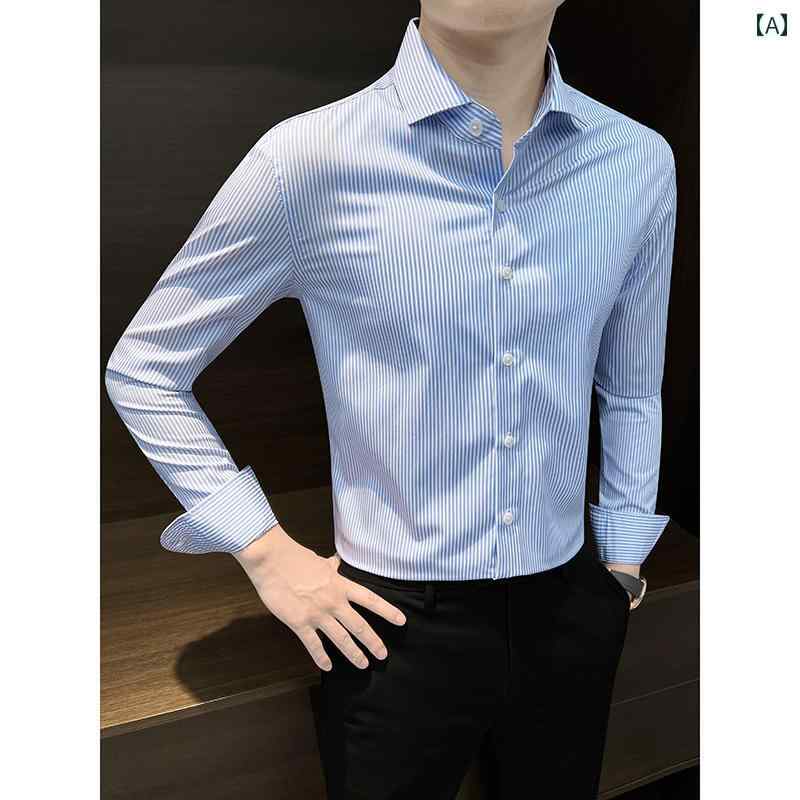 メンズ シャツ トップス ステイリッシュ おしゃれ ストライプ 長袖 夏 ひんやり 涼しい 快適 ビジネス カジュアル