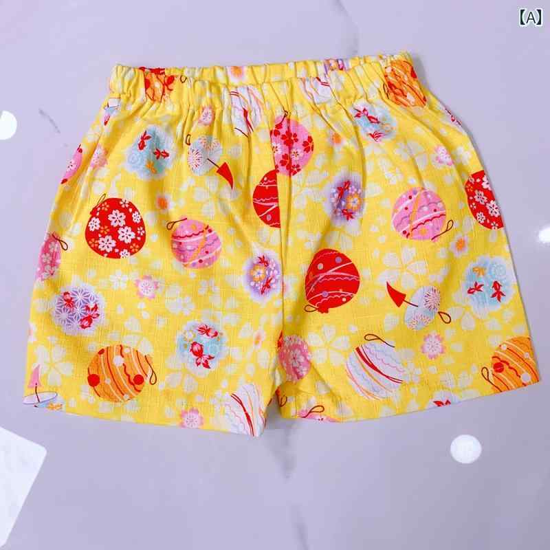 キッズ ファッション 甚平 着物 パンツ ズボン ショーツ ショート 女の子 ナイト ...