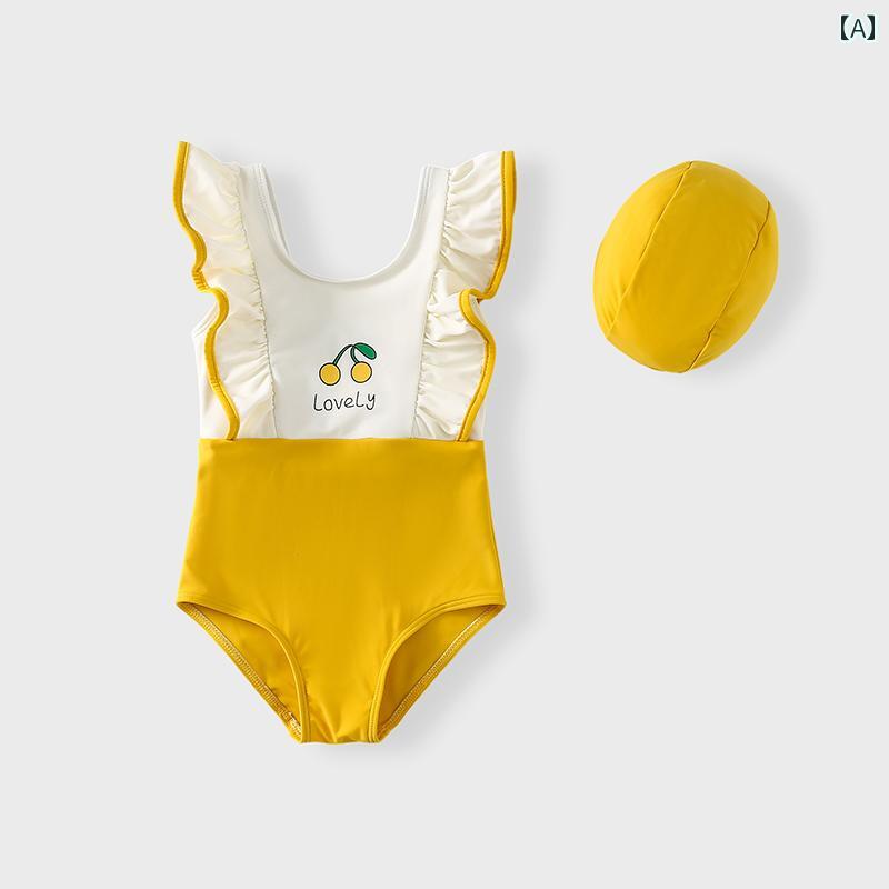 水着 子供 スイムウェア キッズ 女の子 プリンセス ファッション 夏 マリンリゾート プール 海水浴 夏 スイム ウェア サクランボ チェリー ノースリーブ 三角 ワンピース