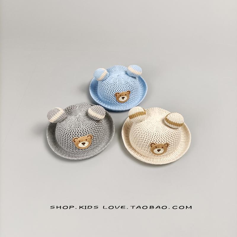 ベビー 麦わら帽子 夏 子供 フィッシャーマン ビーチ かわいい クマ ドーム 男の子 女の子 太陽 メンズ..