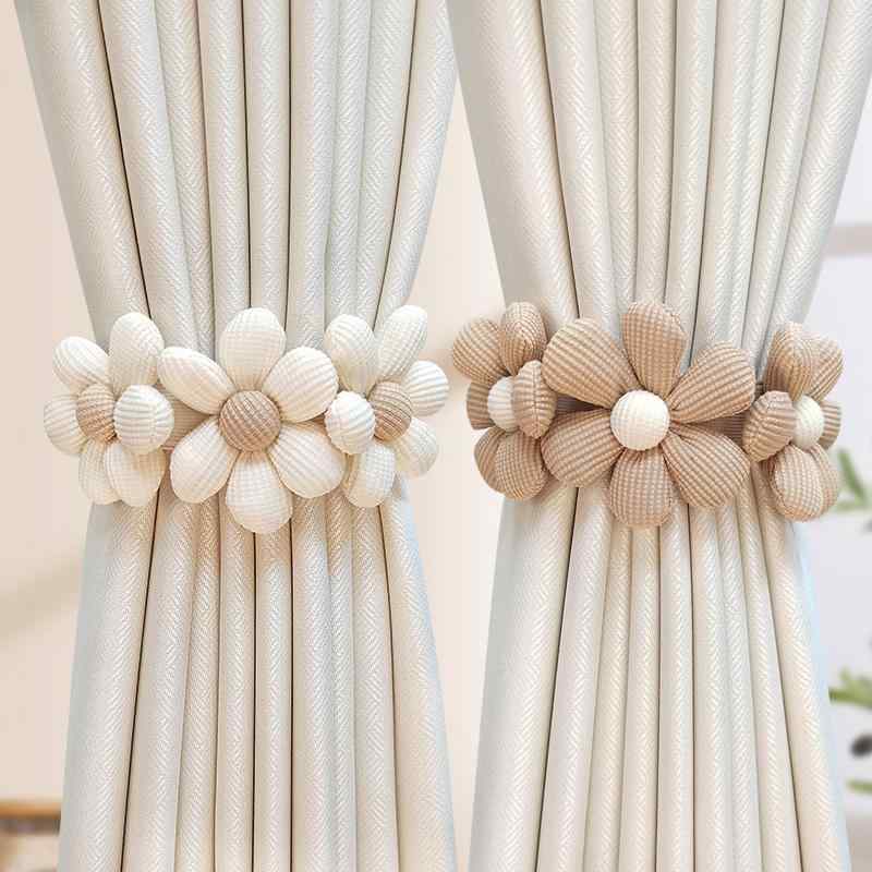 カーテン ストラップ インテリア 留め具 ホーム 雑貨 フラワー シンプル モダン ネクタイストラップ かわいい ギャザー ベルト カーテン 装飾 小物 ペア
