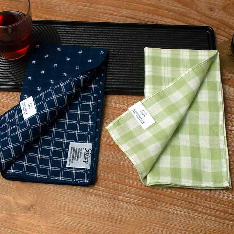 Cotton - ハンカチ おしゃれ シンプル メンズ 二層 両面 スクエア メンズ 綿 吸汗 コットン チェック 雑貨 プレゼント