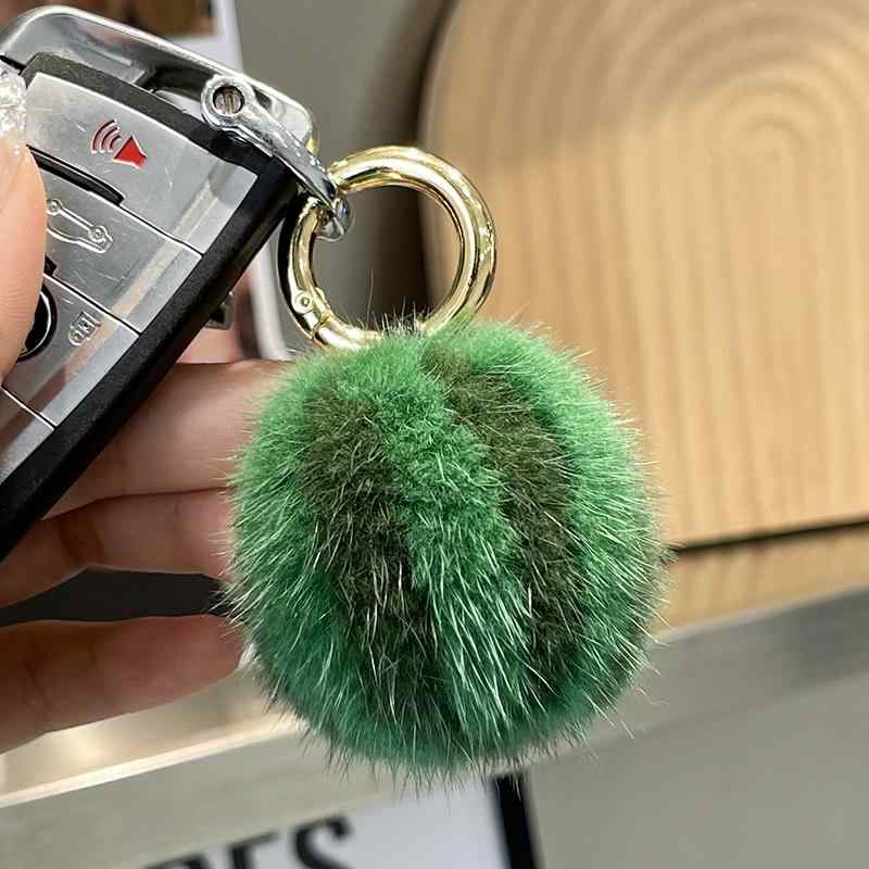 キーホルダー ぬいぐるみ もこもこ かわいいスイカ 車 ファー キーチェーン バッグ ペンダント ファーアクセサリー 小さめ 子供 プレゼント