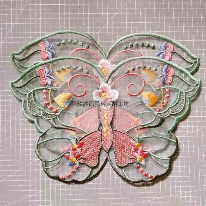 パッチ アップリケ カラフル 刺繍 布 オーガンジー 漢服 装飾 裁縫 DIY 手芸品 アクセサリー 衣装作 材..