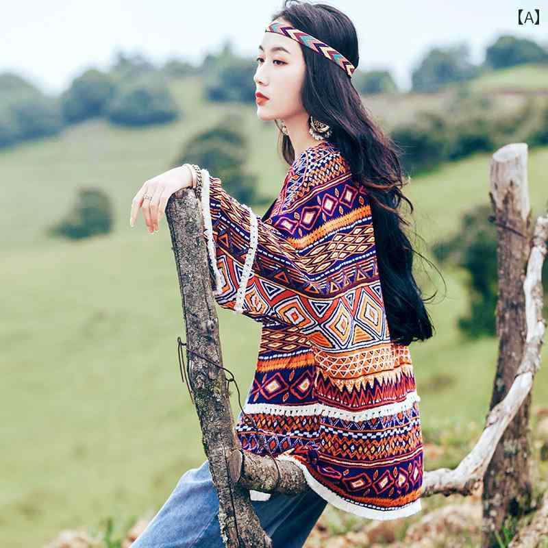 レディース アジアンテイストカーディガン ショートガウン 羽織 ショールベルスリーブ 長袖 エスニック 薄手 ボヘミアン 日焼け対策 オールシーズン イベント フェス レジャー 旅行 デート リンクコーデ 映え かわいい オシャレ