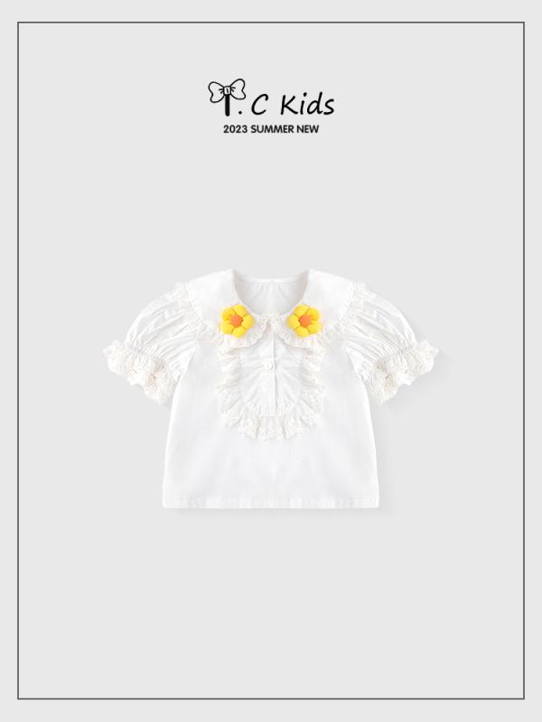 キッズ ベビー おしゃれ着 女の子 シャツ 子供服 ホワイト シャツ 夏服 スタイリッシュ トップス レース