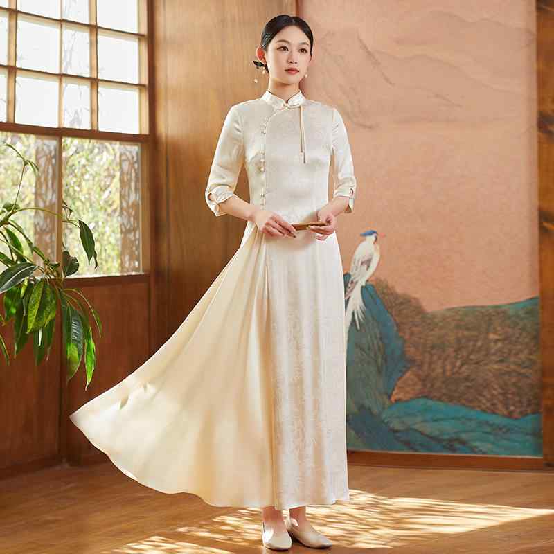 China Dress - チャイナ風 唐 ワンピース レディース 春夏 ドレス 中国 漢服 チャイナドレス 瞑想茶 レトロ レトロ