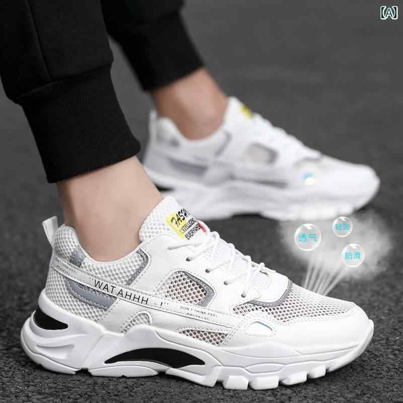 ランニング シューズ 運動靴 メンズ 紳士 ファッション 靴 通気性 メッシュ レースアップ 夏 ラウンドトゥ 夏 シューズ スポーツ レジャー(4.0)