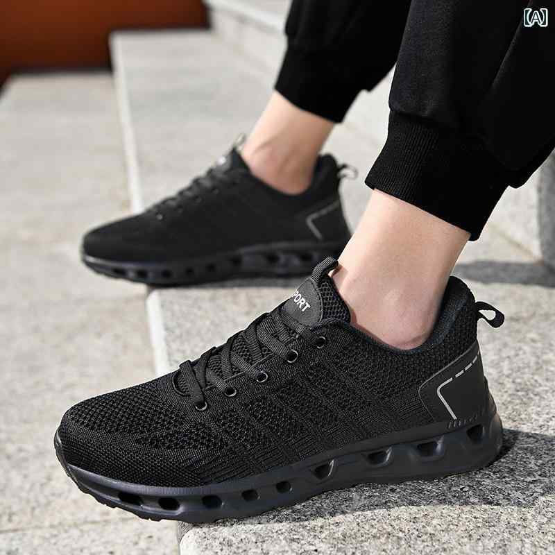運動靴 夏 メンズシューズ メッシュ 通気性 蒸れにくい スポーツ フィットネス ジム シューズ 学生 アウトドア シューズ メンズ トラベルシューズ 旅行 黒 ランニングシューズ