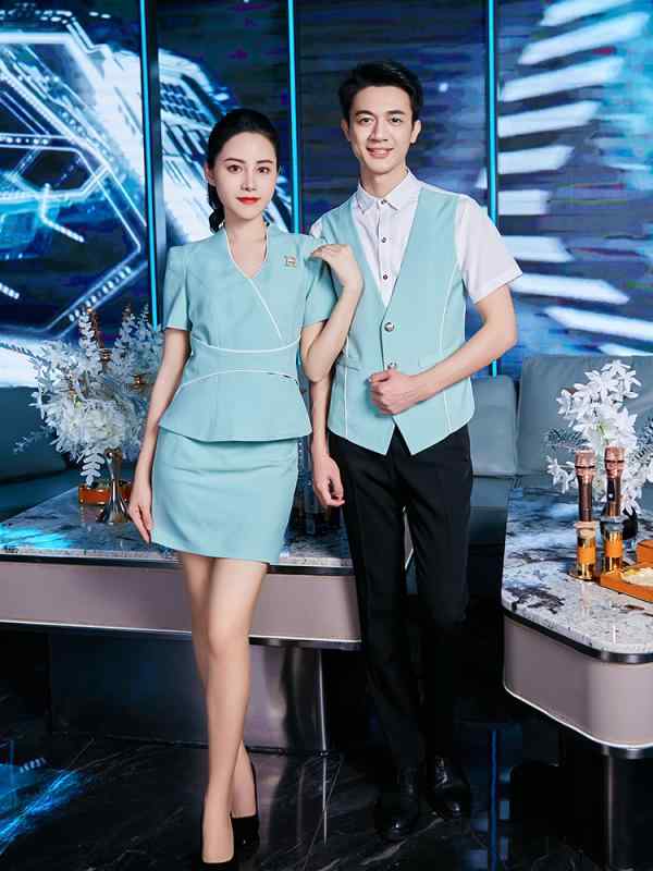 ユニフォーム 制服 作業着 おしゃれ ファッション メンズ キャバ バー 夏 ウェイター 大きめサイズ ポリエステル セット ブルー