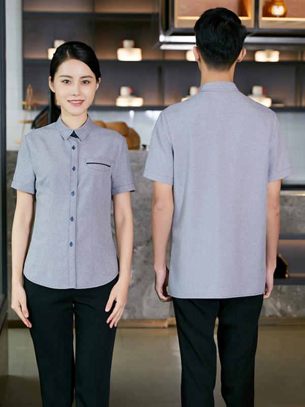 ユニフォーム 制服 作業着 おしゃれ ファッション ケータリング 半袖 夏 ホテル レストラン フロント ウェイター レディース メンズ 大きめサイズ ポリエステル