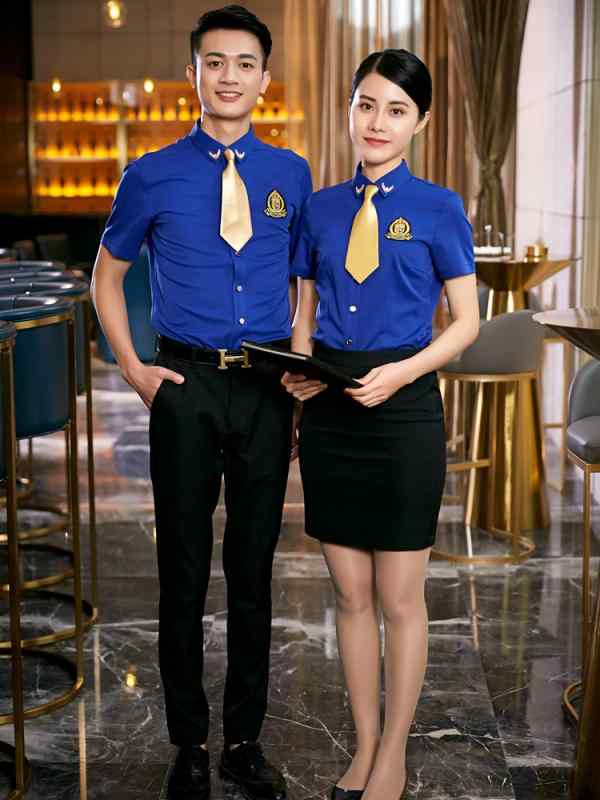 ウェイター ユニフォーム 制服 作業着 おしゃれ ファッション バー 夏 フットバス 半袖 シャツ トップ..