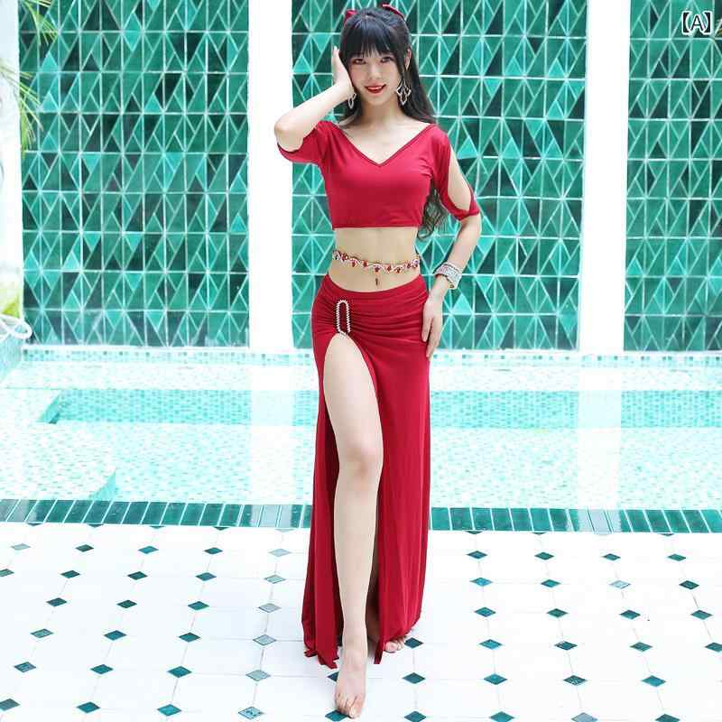 ベリーダンス レディース セット 魅惑 練習服 レディース 初心者 パフォーマンス 春夏 セクシー 衣装