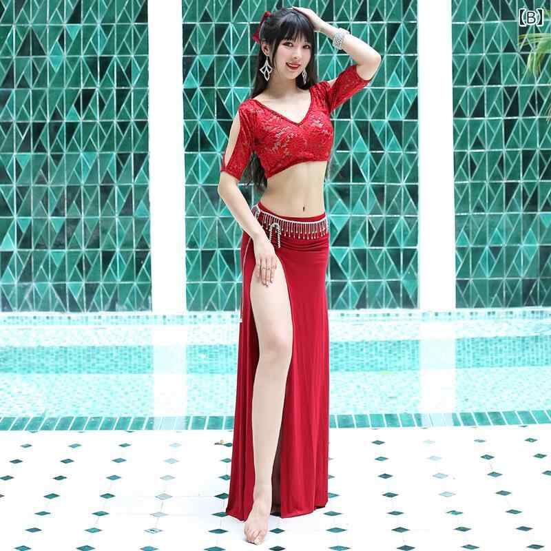ベリーダンス レディース セット 魅惑 練習服 レディース 初心者 パフォーマンス 春夏 セクシー 衣装 2