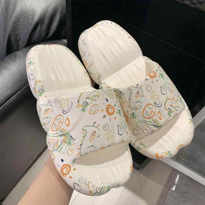 スリッパ EVA ソフト 厚 サンダル 夏 女子 学生 家庭 滑りにくい かわいい 落書き 低め フラット