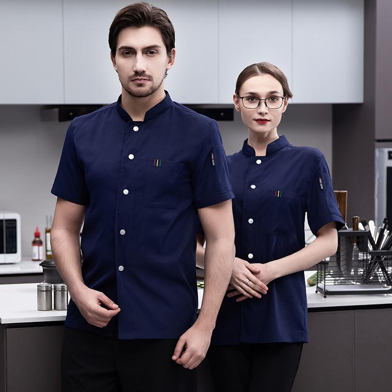 コック ユニフォーム 厨房制服 洋食屋 シェフ 作業 ウェイター メンズ 半袖 中国 ケータリング キッチン シングルブレスト 服 夏 作業着