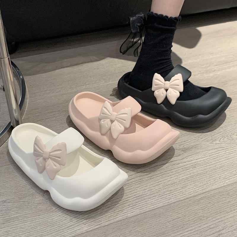 スリッパ レトロ 快適 JK スカート メリージェーン サンダル 女の子 学生 夏 アウター 防臭 滑りにくい EVA 厚 スリッパ ローヒール フラット