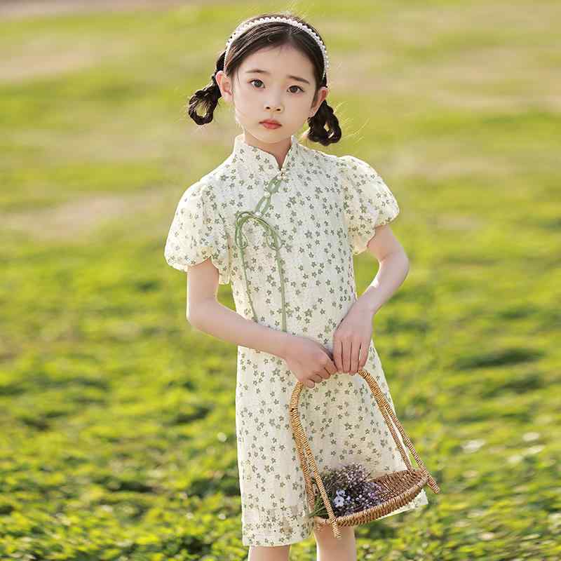チャイナ ドレス かわいい 子供 レディース 夏 少女 夏 チャイナ風 花柄 小学生 唐 スーツ レトロ ドレス 夏 キッズ ワンピース