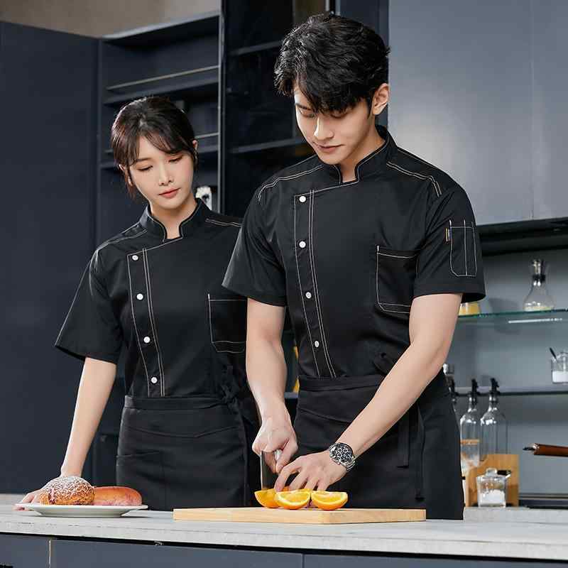 コック服 ホテルスタッフ ユニフォーム 厨房 制服 洋食屋 中 ホテル ケータリング シェフ 作業着 半袖 夏 薄手 通気性 ベーキング ペストリー メンズ 作業着 大きめサイズ グレー