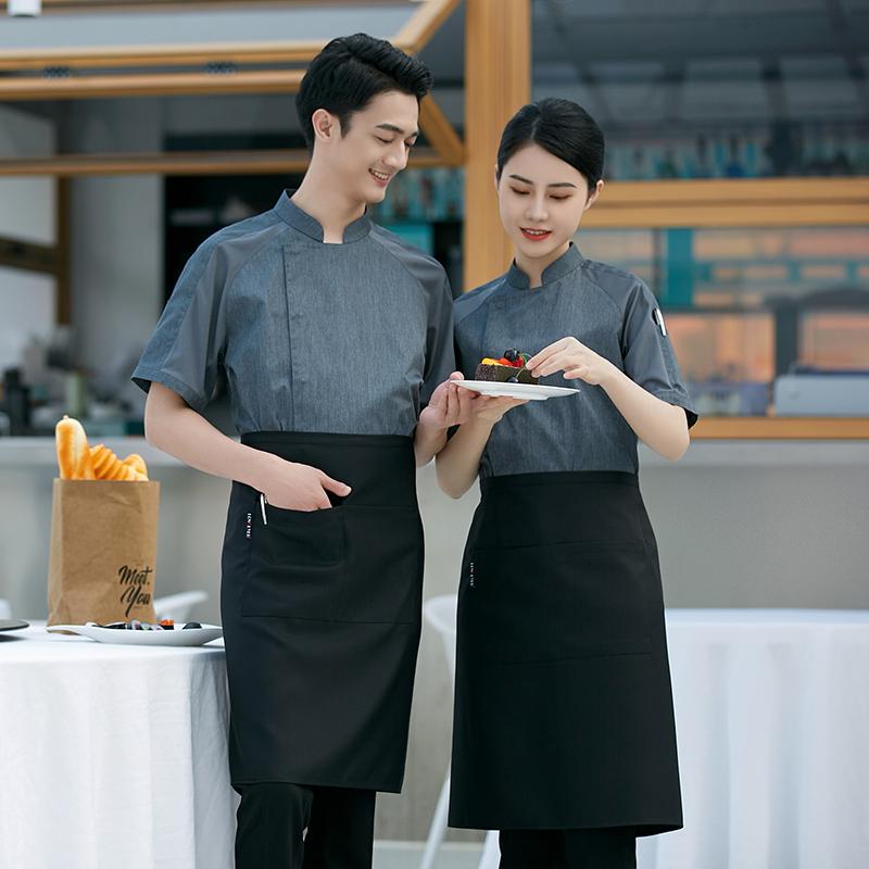厨房 ユニフォーム 制服 作業着 おしゃれ ファッション ホテル シェフ キッチン 食堂 レストラン 洋食 夏 セット 大きめサイズ ポリエステル メンズ レディース兼 シンプル