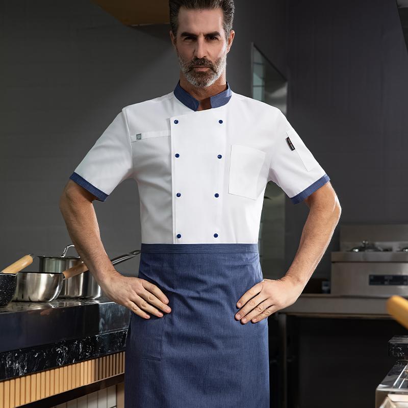 コック服 ホテルスタッフ ユニフォーム 厨房 制服 洋食屋 シェフ 作業着 メンズ 半袖 ケータリング レストラン キッチン シェフ 制服 夏
