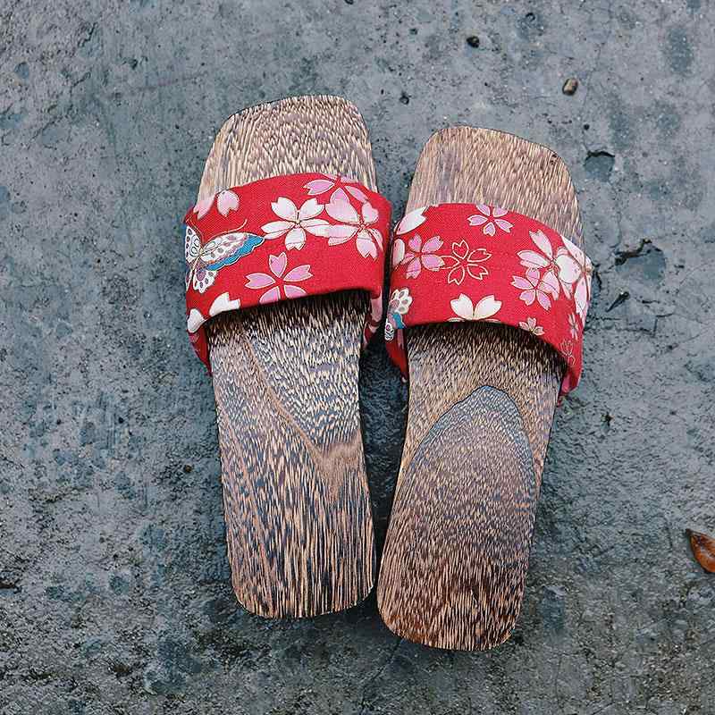 木サンダル 下駄 レディース 包頭 ビーチ 和風 サンダル 厚 木 スリッパ 夏 ハイヒール フラット