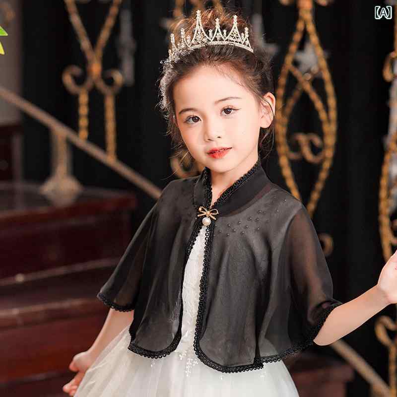Accessories - キッズ 子供服 ベビー 赤ちゃん 幼児 女の子 ケープ ショール マント レトロ レトロ シンプル 防風 春夏