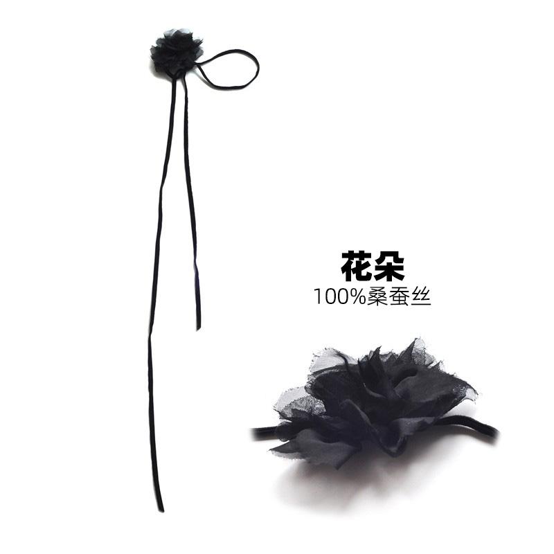 レディース ファッション アクセサリー 雑貨 ブラック ネック フラワー 起毛 パンク 魅惑 ネックレス 夏 ライト ロング リボン