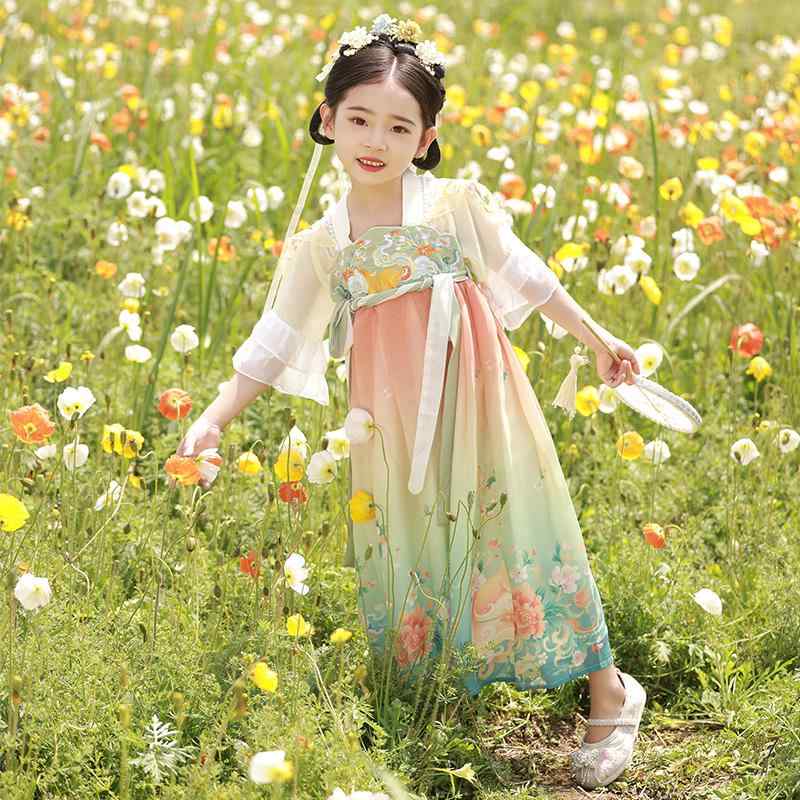 여자 한복 복고풍 의상 슈퍼 페어리 어린이의 당장 드레스 자수 레이스 중국 스타일 레트로 여름 키즈 패션