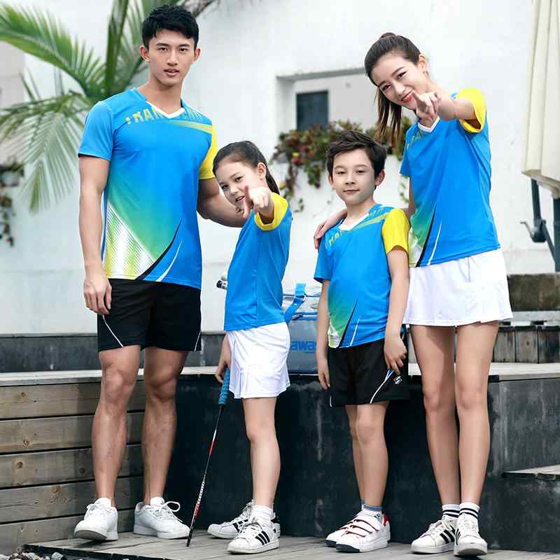 スポーツ トレーニング ユニフォーム メンズ レディース バドミントン スーツ 速乾 夏 半袖 テニス 卓..