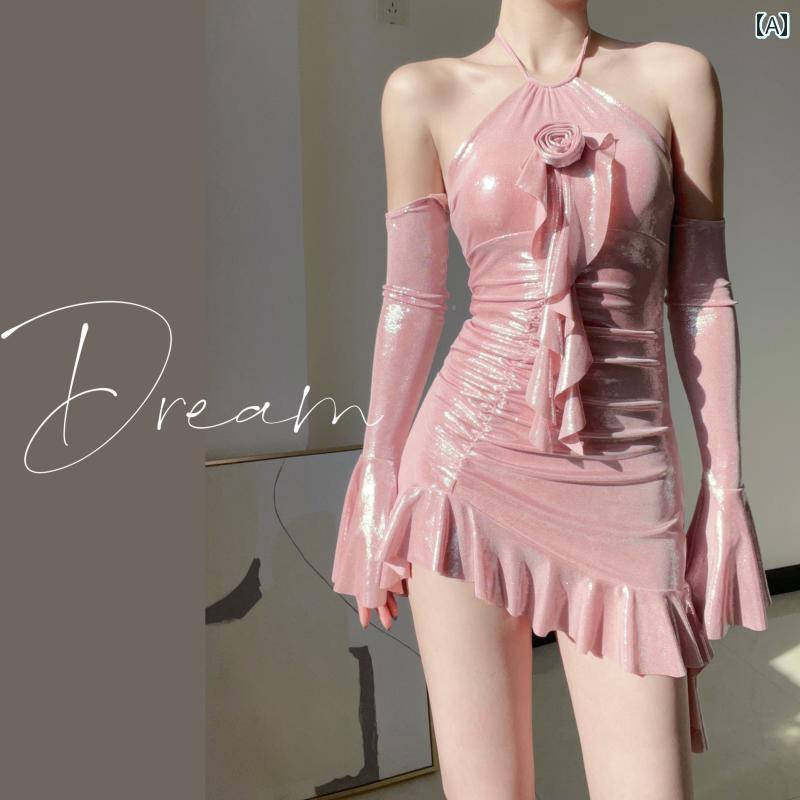 ワンピース 水着 レディース かわいい 夏 プール ビーチ ピンク カジュアル 長袖 スカート スイム ウェア