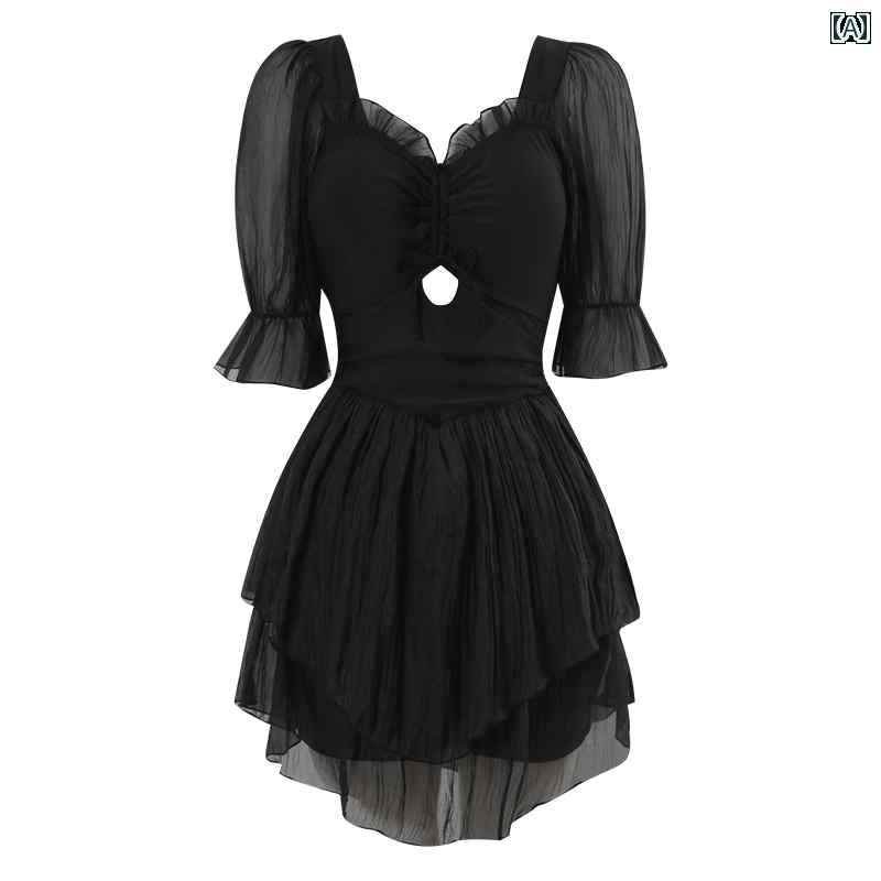 水着 レディース スイムウェア プール 温泉 夏 夏 バックレス ブラック グレー オフホワイト カジュアル スカート ワンピース