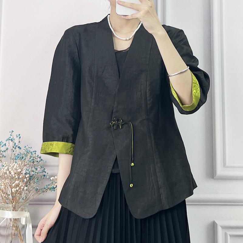 スーツ スーツ 5分袖 チャイナ風 夏 ジャケット サイズ豊富 ゆったり お食事 レディース